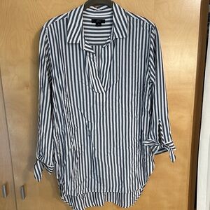 J. Crew Navy and White Striped Shirt